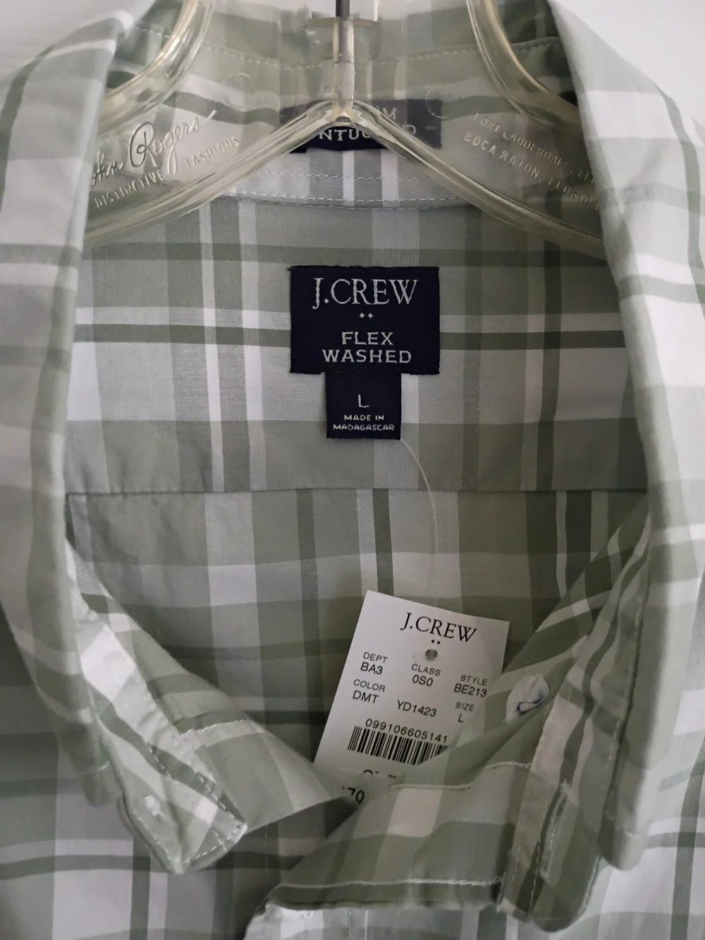 J. Crew Green and White Plaid Button-Down Shirt